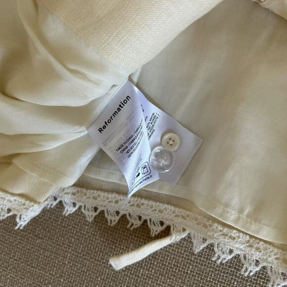 NWT Reformation Viola Linen Top Sz2 Sugar Cream Beige French Causal - Picture 8 of 16